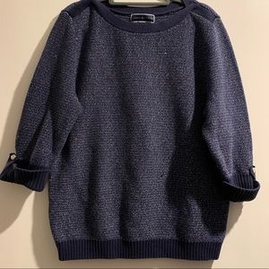 Karen Scott Navy and Silver Sweater